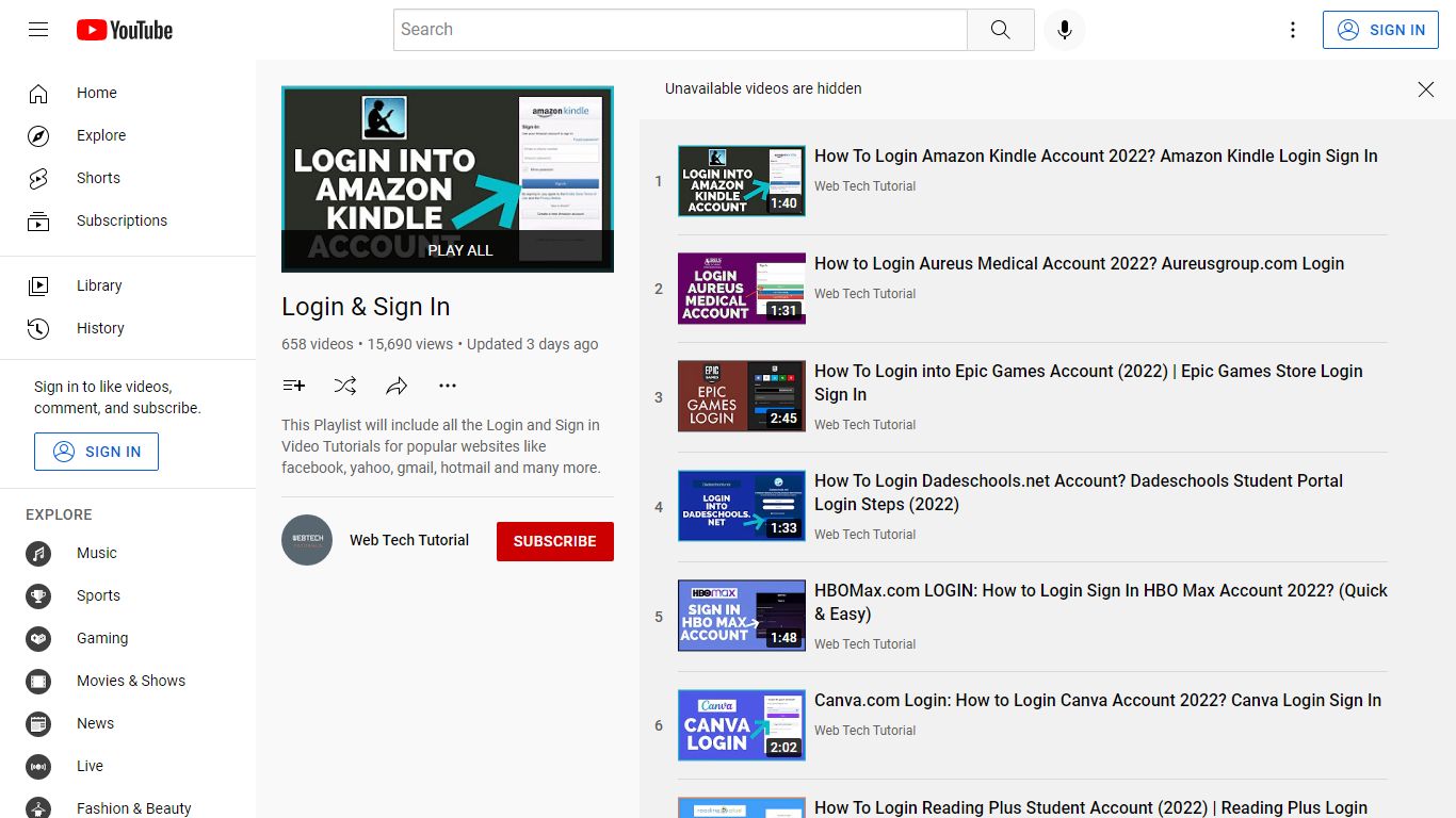 Login & Sign In - YouTube